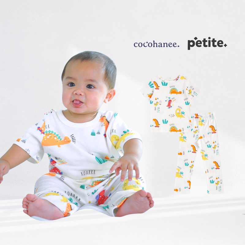Cocohanee - Orange Dino Baby Cozy Pajamas - Piyama Tidur Bayi