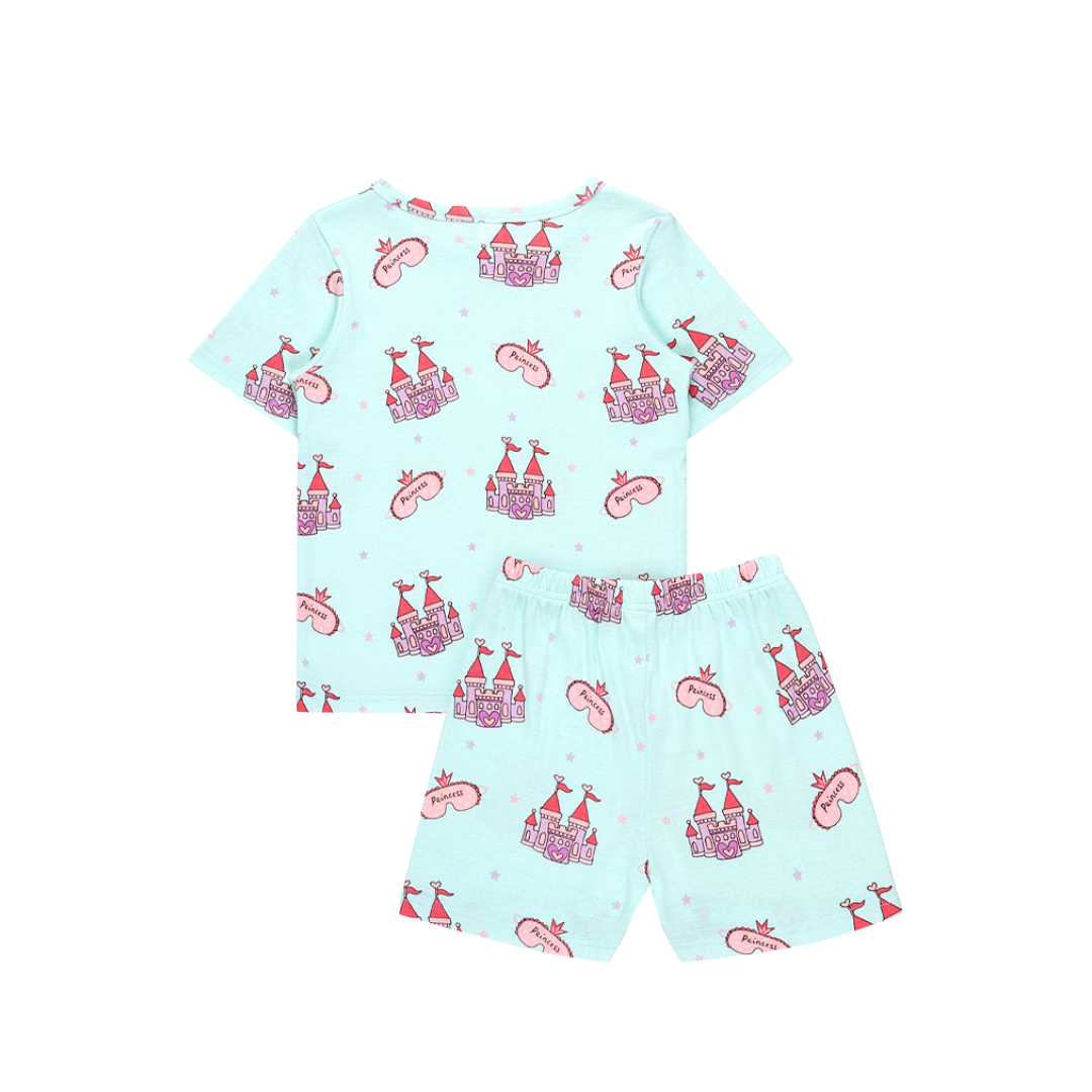 Cocohanee - Princess Castle in Mint Short Pajamas - Piyama Tidur Anak