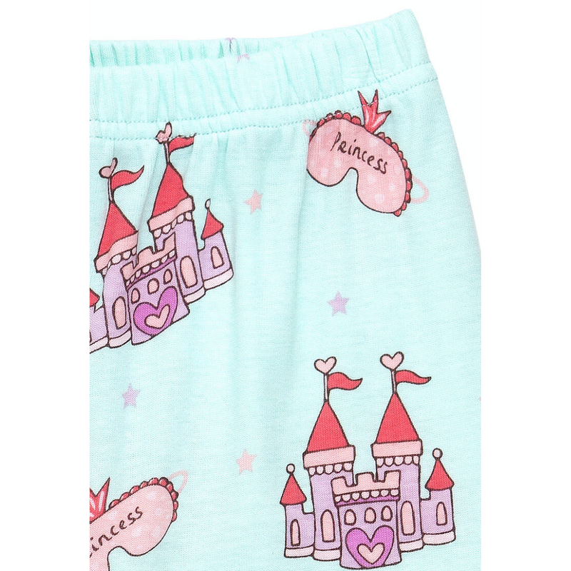 Cocohanee - Princess Castle in Mint Short Pajamas - Piyama Tidur Anak