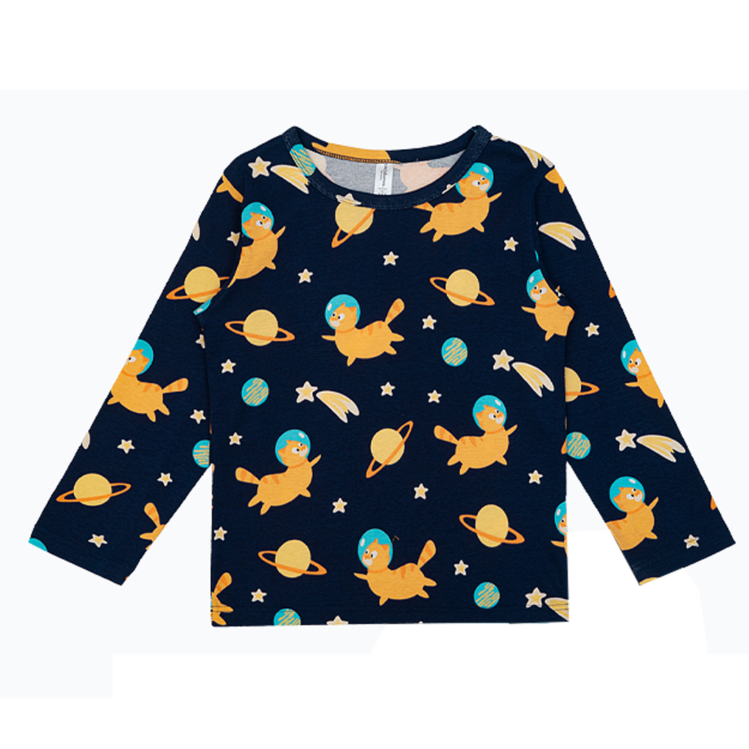 Cocohanee - Outer Space Long Top - Kaos Lengan Panjang Anak Motif