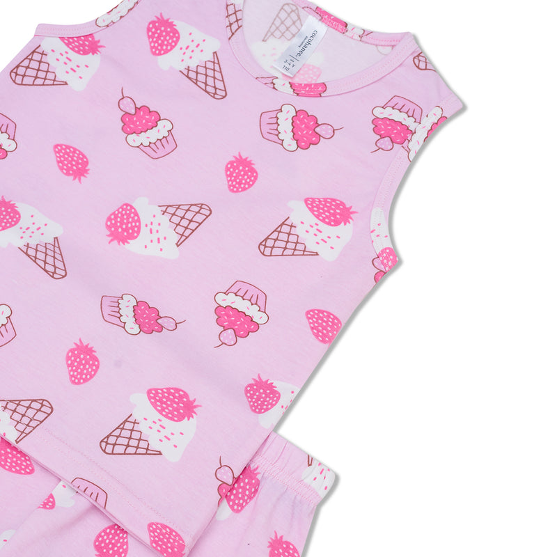 Cocohanee - Creamy Strawberry Sleeveless Set - Setelan Anak Tanpa Lengan
