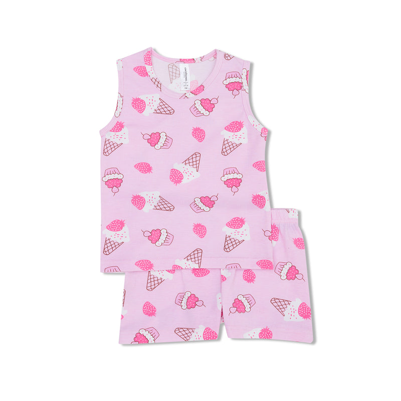 Cocohanee - Creamy Strawberry Sleeveless Set - Setelan Anak Tanpa Lengan