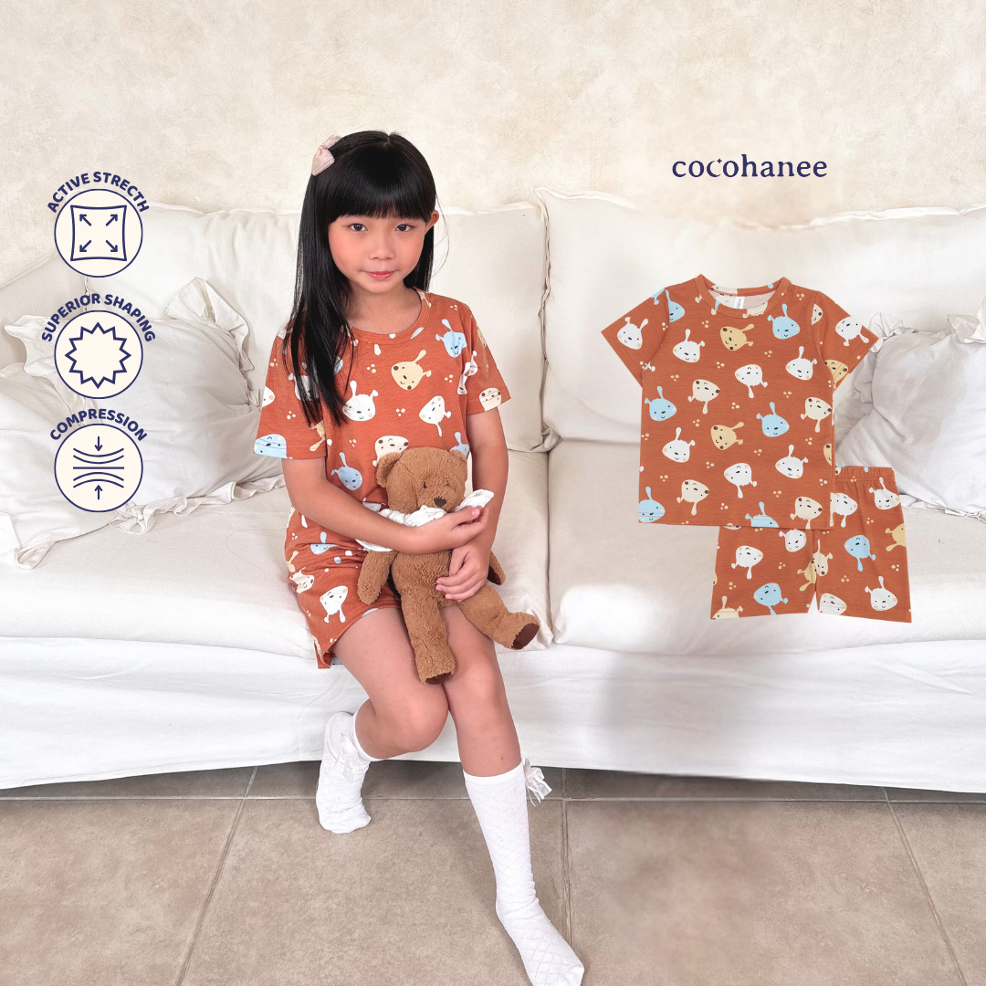 Cocohanee - Brown Puppies Short Pajamas - Piyama Tidur Anak