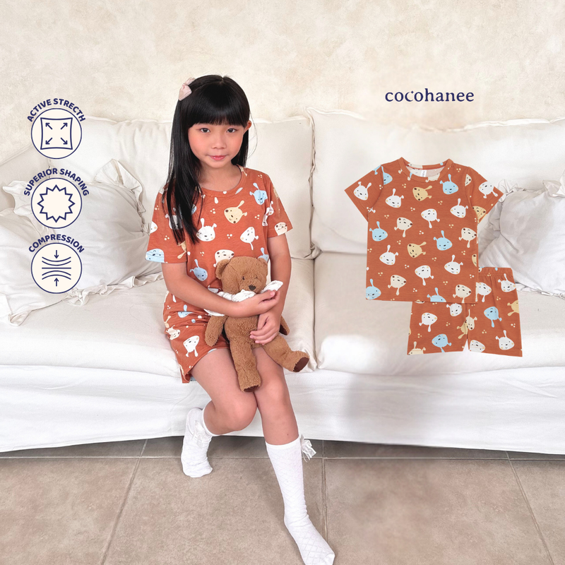 Cocohanee - Brown Puppies Short Pajamas - Piyama Tidur Anak