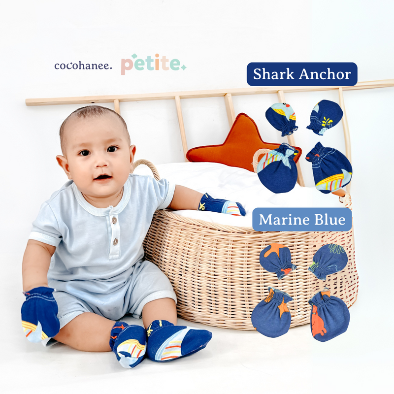 Cocohanee - Beneath the Waves Mitten & Booties Set - Sarung Tangan & Kaki Bayi