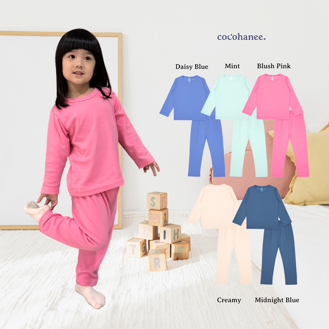 Cocohanee - Colorful Long Pajamas - Pakaian Tidur Piyama Polos Anak