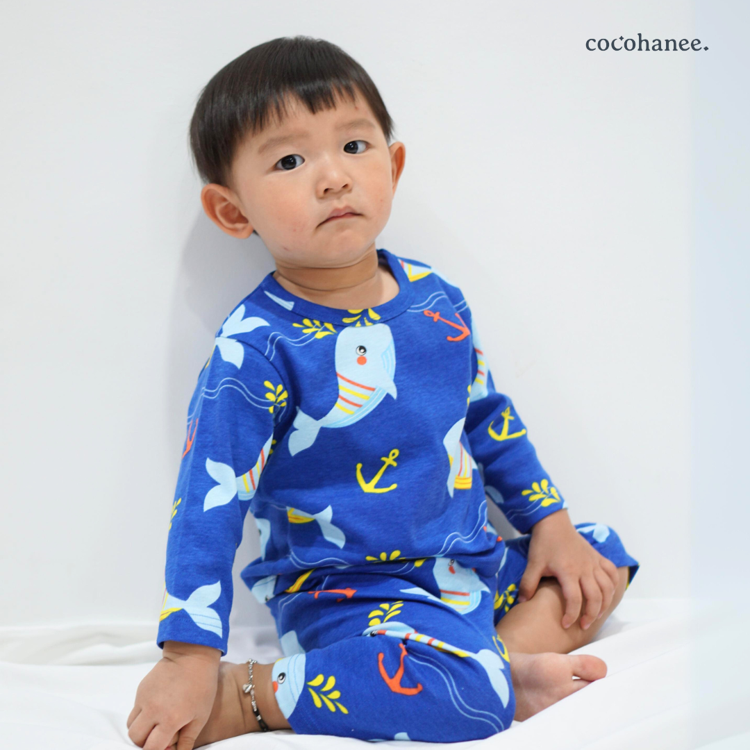 Cocohanee - Shark Anchor Baby Long Pajamas - Piyama Tidur Bayi