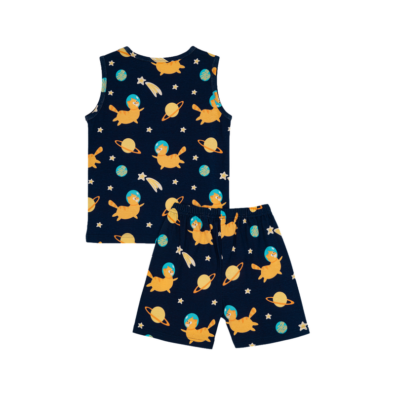 Cocohanee - Galaxy Cat Sleeveless Set - Setelan Anak Tanpa Lengan