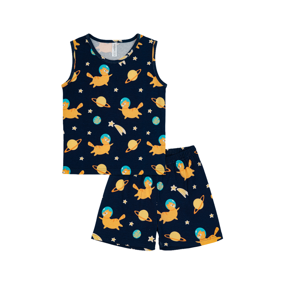 Cocohanee - Galaxy Cat Sleeveless Set - Setelan Anak Tanpa Lengan