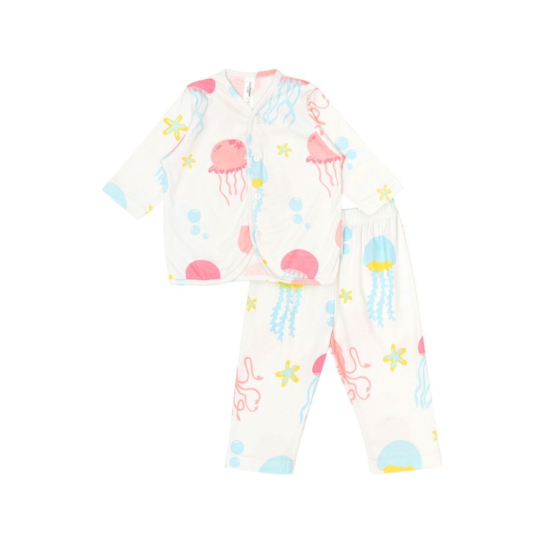 Cocohanee - Jelly Fish Button Down Long Pajamas - Piyama Bayi dan Anak dengan Kancing Depan