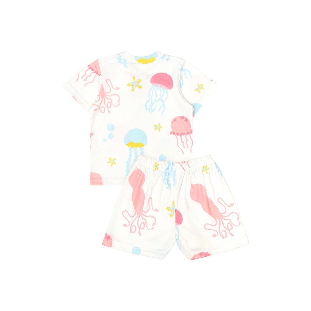 Cocohanee - Jelly Fish Shoulder Button Short Pajamas - Piyama Bayi dan Anak dengan Kancing di Bahu