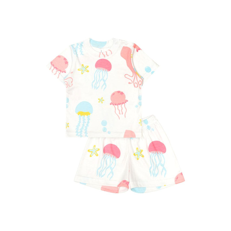 Cocohanee - Jelly Fish Shoulder Button Short Pajamas - Piyama Bayi dan Anak dengan Kancing di Bahu