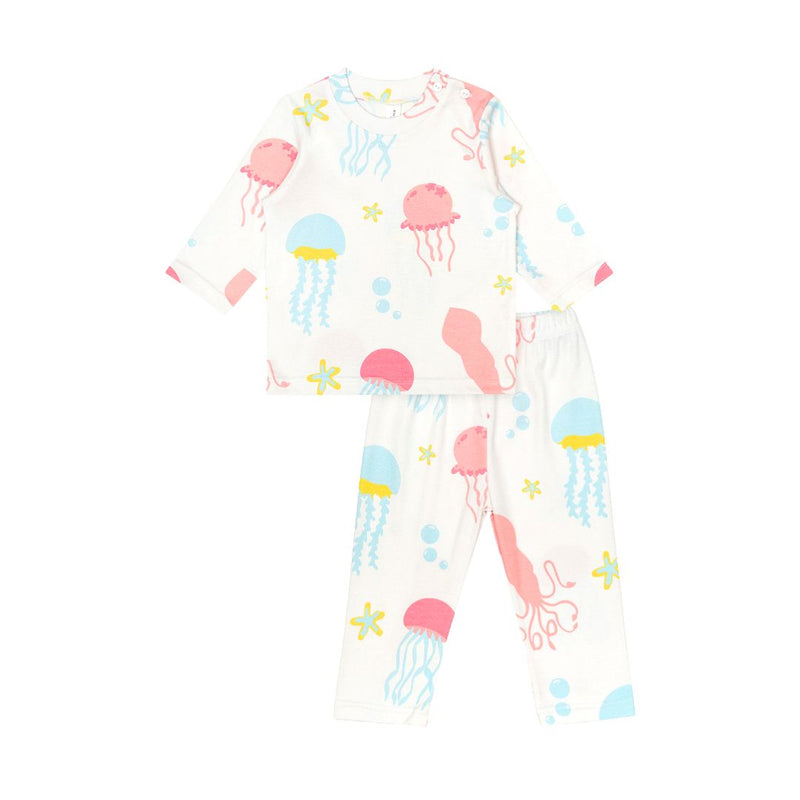 Cocohanee - Jelly Fish Shoulder Button Long Pajamas - Piyama Bayi dan Anak dengan Kancing di Bahu