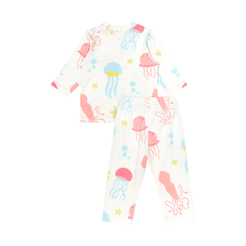 Cocohanee - Jelly Fish Shoulder Button Long Pajamas - Piyama Bayi dan Anak dengan Kancing di Bahu