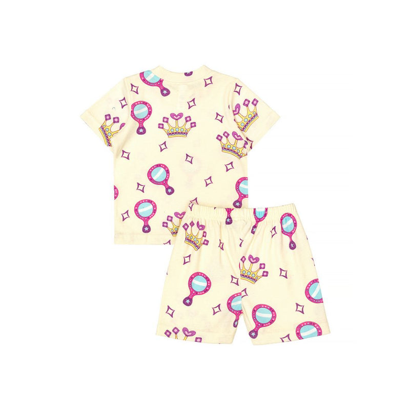 Cocohanee - Crown Princess Shoulder Button Short Pajamas - Piyama Bayi dan Anak dengan Kancing di Bahu