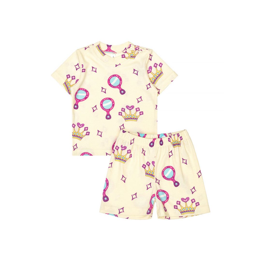 Cocohanee - Crown Princess Shoulder Button Short Pajamas - Piyama Bayi dan Anak dengan Kancing di Bahu