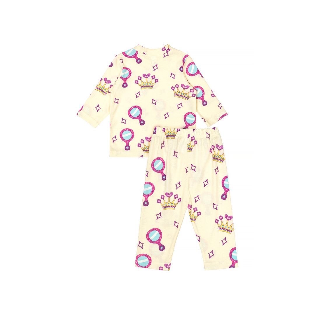 Cocohanee - Crown Princess Shoulder Button Long Pajamas - Piyama Bayi dan Anak dengan Kancing di Bahu
