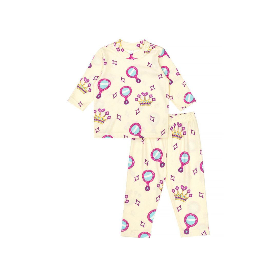 Cocohanee - Crown Princess Shoulder Button Long Pajamas - Piyama Bayi dan Anak dengan Kancing di Bahu