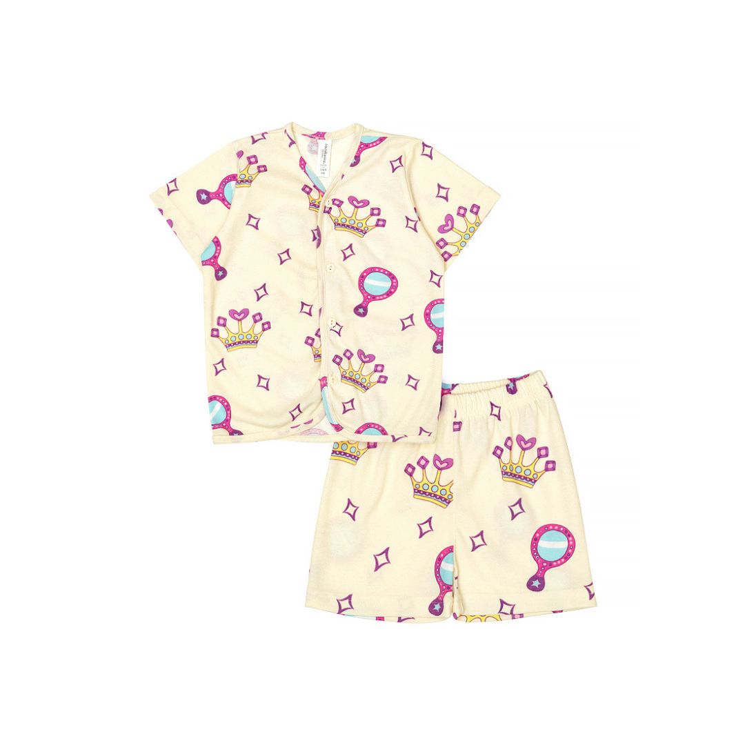 Cocohanee - Crown Princess Button Down Short Pajamas - Piyama Bayi dan Anak dengan Kancing Depan