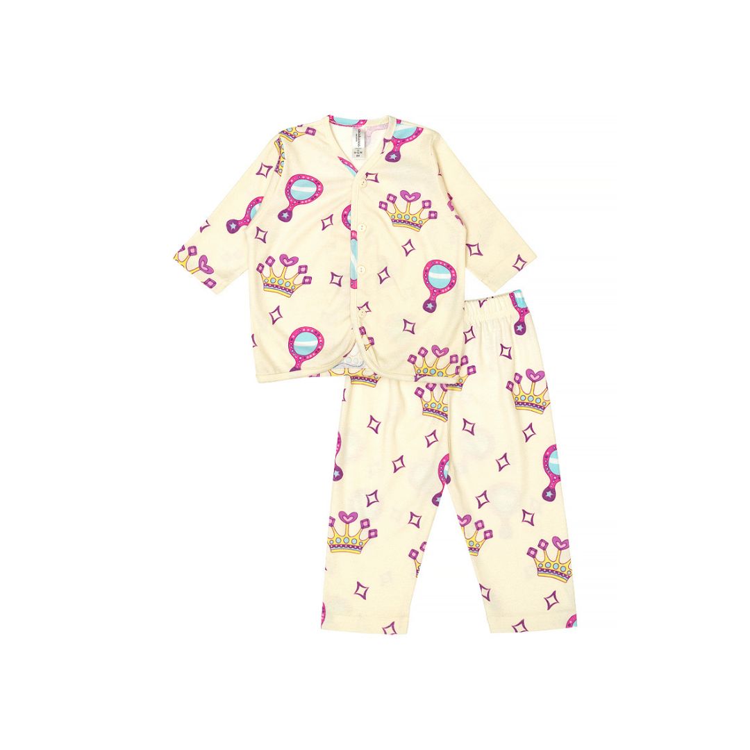 Cocohanee - Crown Princess Button Down Long Pajamas - Piyama Bayi dan Anak dengan Kancing Depan