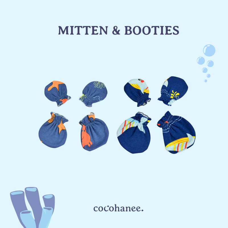 Cocohanee - Beneath the Waves Mitten & Booties Set - Sarung Tangan & Kaki Bayi