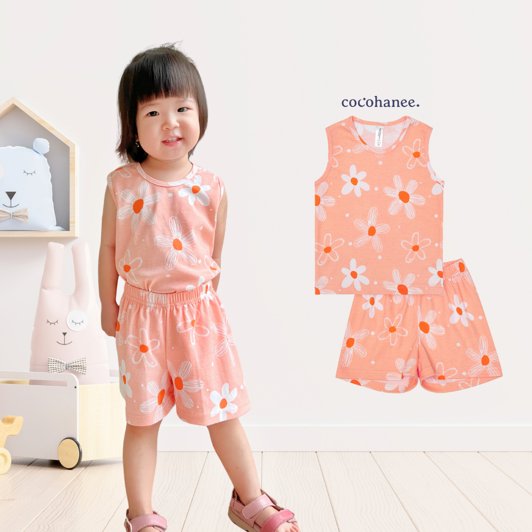 Cocohanee - Winter Daisy Sleeveless Set - Setelan Anak Tanpa Lengan