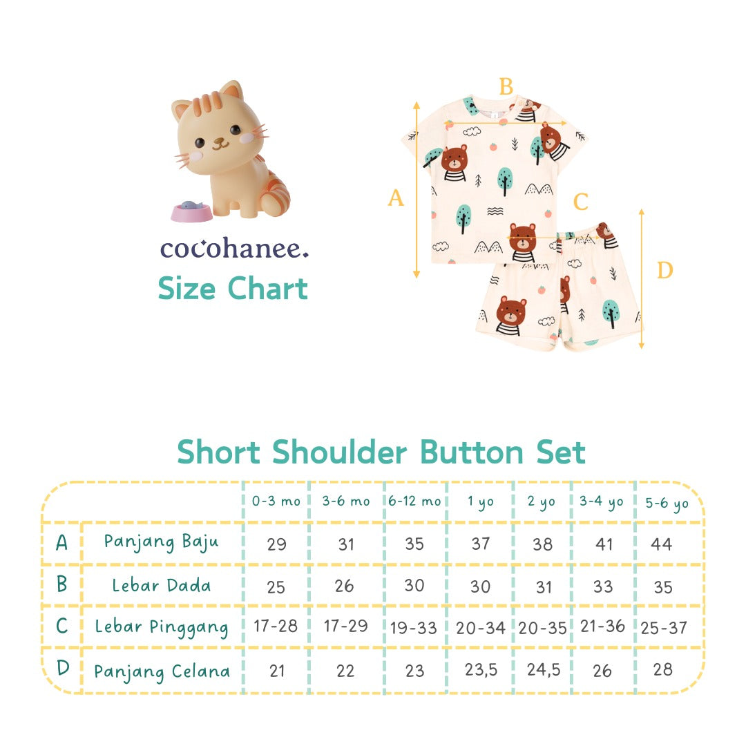 Cocohanee - Shark Anchor Shoulder Button Short Pajamas - Piyama Bayi dan Anak dengan Kancing di Bahu