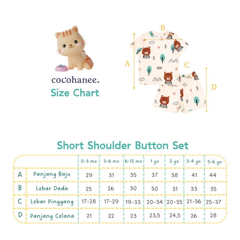 Cocohanee - Shark Anchor Shoulder Button Short Pajamas - Piyama Bayi dan Anak dengan Kancing di Bahu