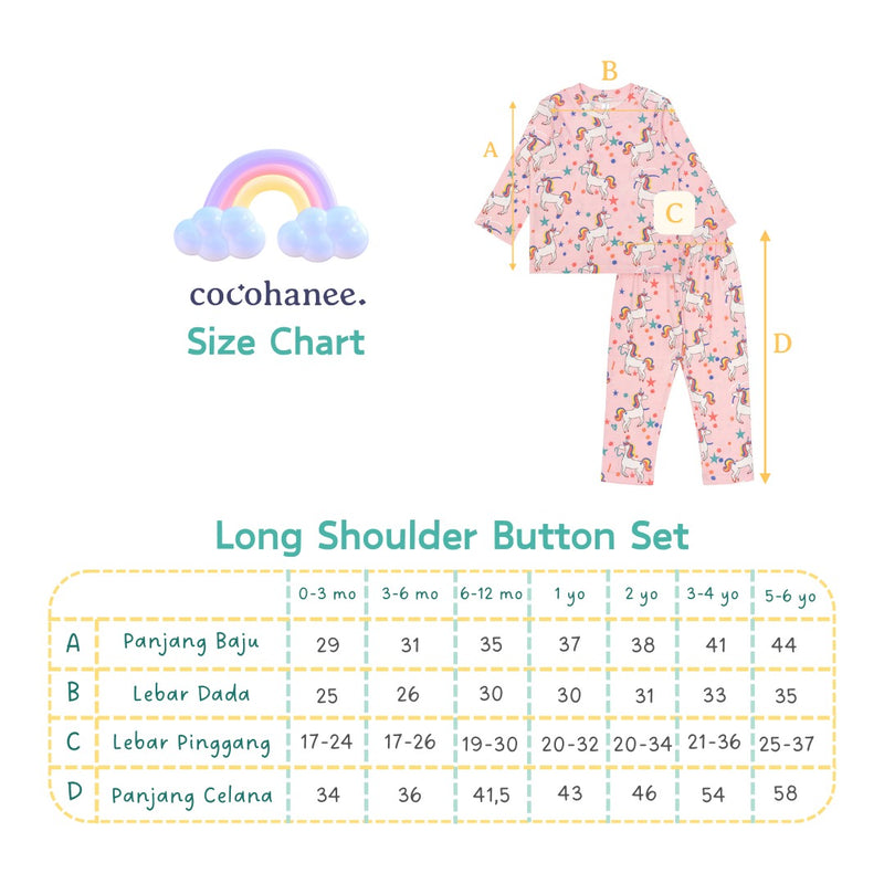 Cocohanee - Shark Anchor Shoulder Button Long Pajamas - Piyama Bayi dan Anak dengan Kancing di Bahu