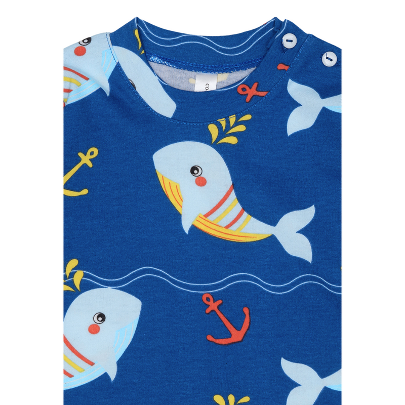 Cocohanee - Shark Anchor Shoulder Button Long Pajamas - Piyama Bayi dan Anak dengan Kancing di Bahu
