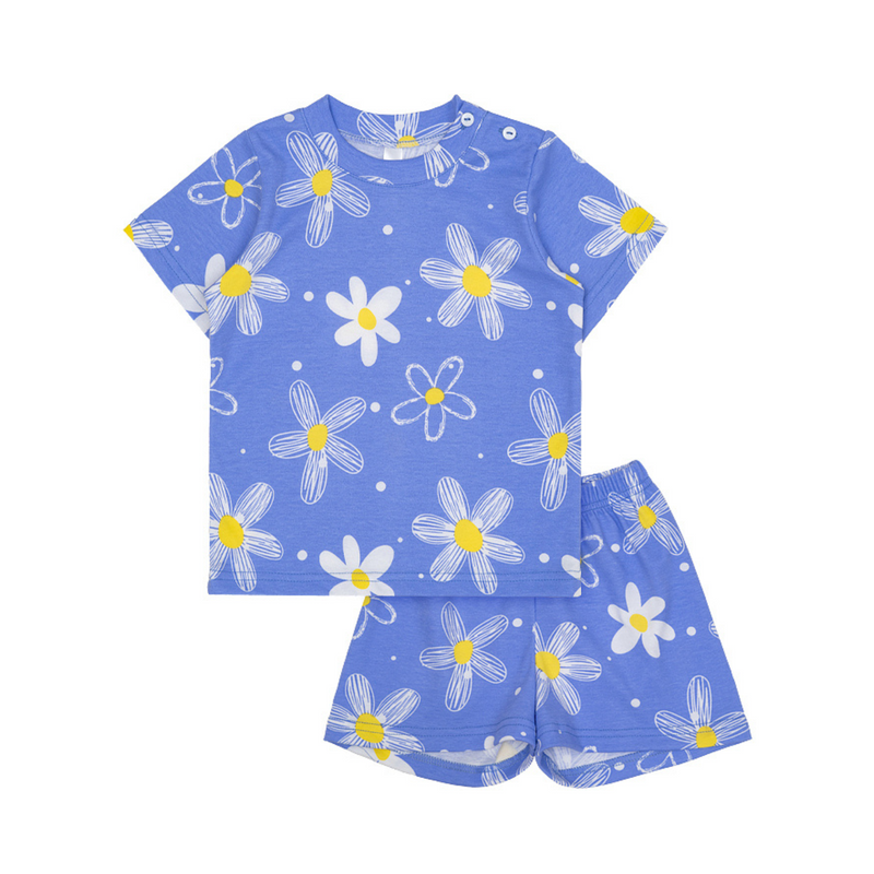 Cocohanee - Winter Daisy Shoulder Button Short Pajamas - Piyama Bayi dan Anak dengan Kancing di Bahu