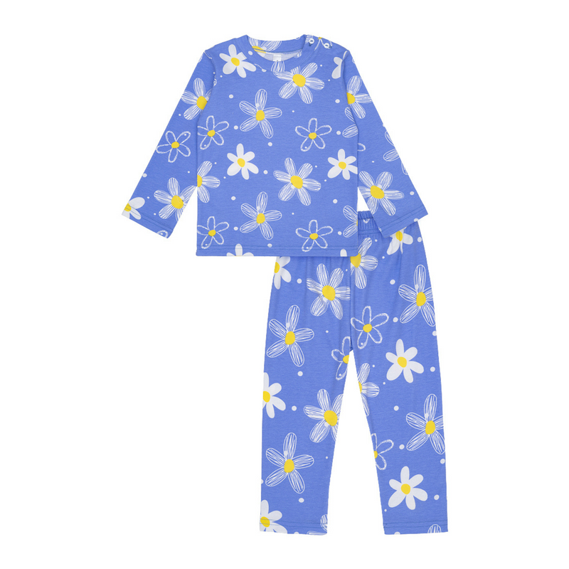 Cocohanee - Winter Daisy Shoulder Button Long Pajamas - Piyama Bayi dan Anak dengan Kancing di Bahu