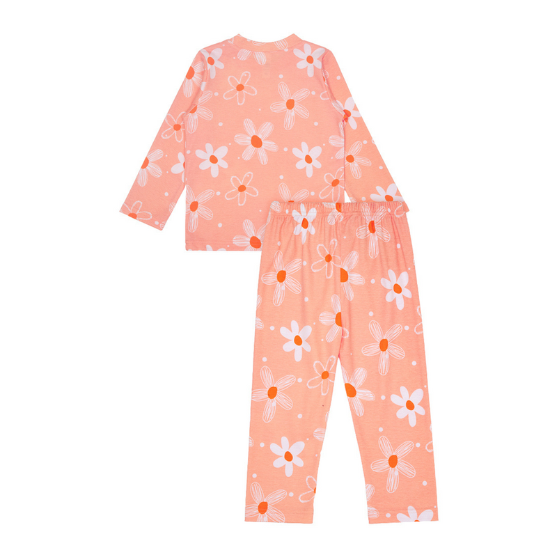 Cocohanee - Winter Daisy Shoulder Button Long Pajamas - Piyama Bayi dan Anak dengan Kancing di Bahu