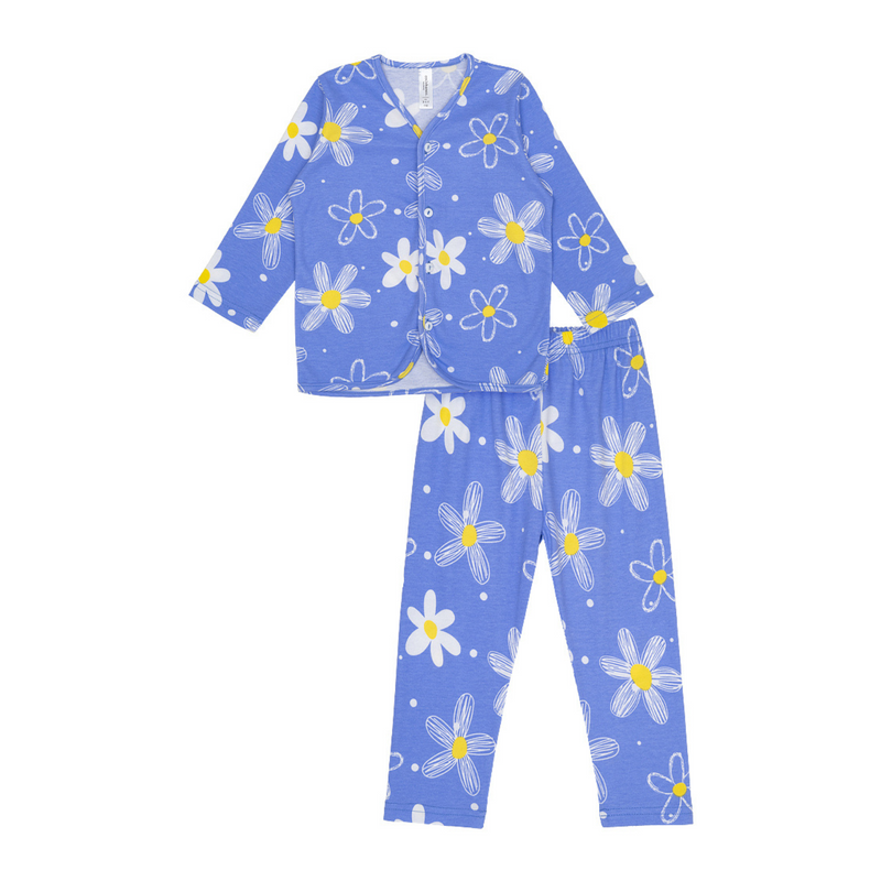 Cocohanee - Winter Daisy Button Down Long Pajamas - Piyama Bayi dan Anak dengan Kancing Depan