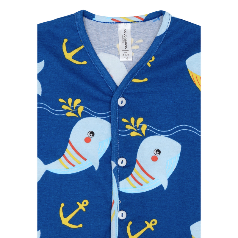 Cocohanee - Shark Anchor Button Down Short Pajamas - Piyama Bayi dan Anak dengan Kancing Depan