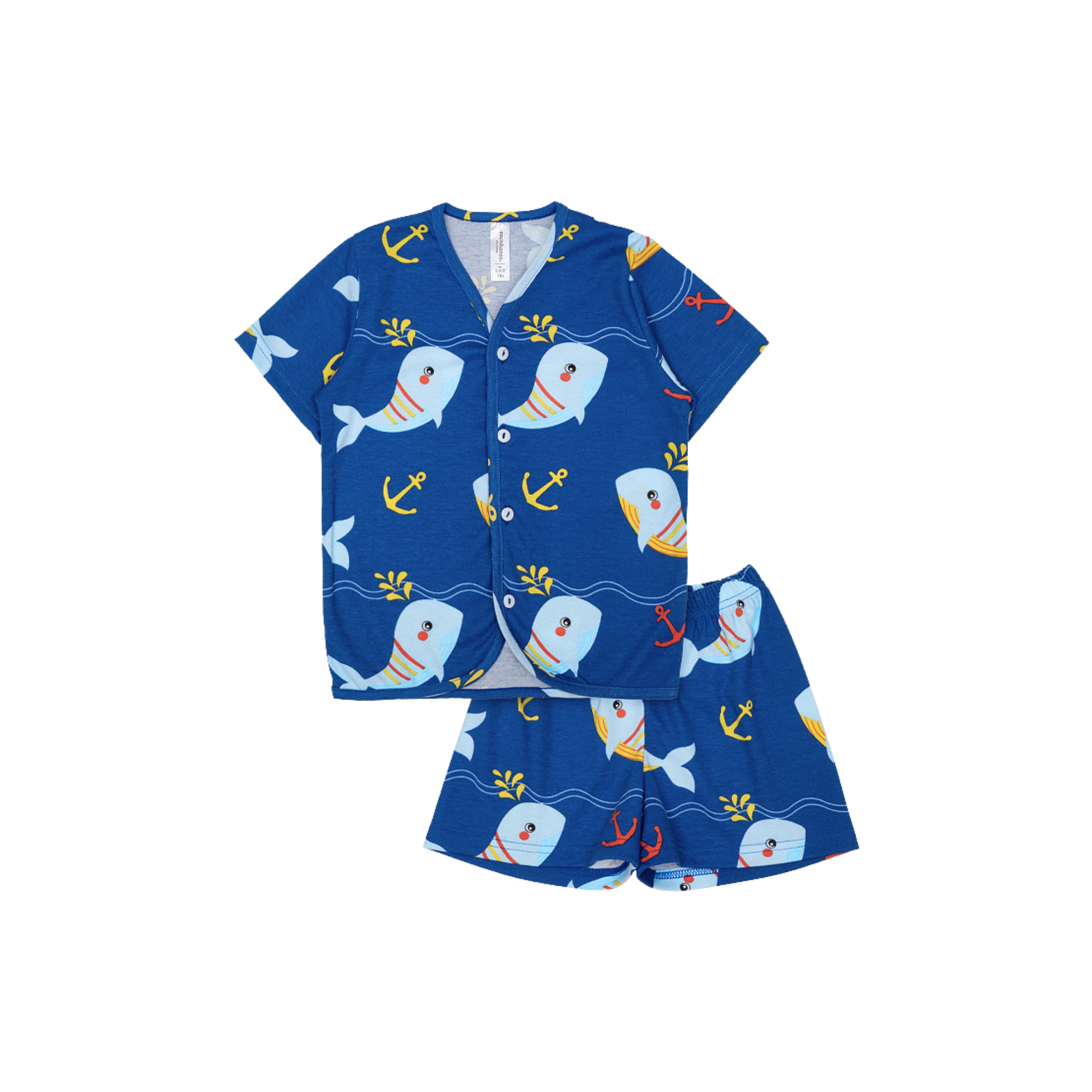 Cocohanee - Shark Anchor Button Down Short Pajamas - Piyama Bayi dan Anak dengan Kancing Depan