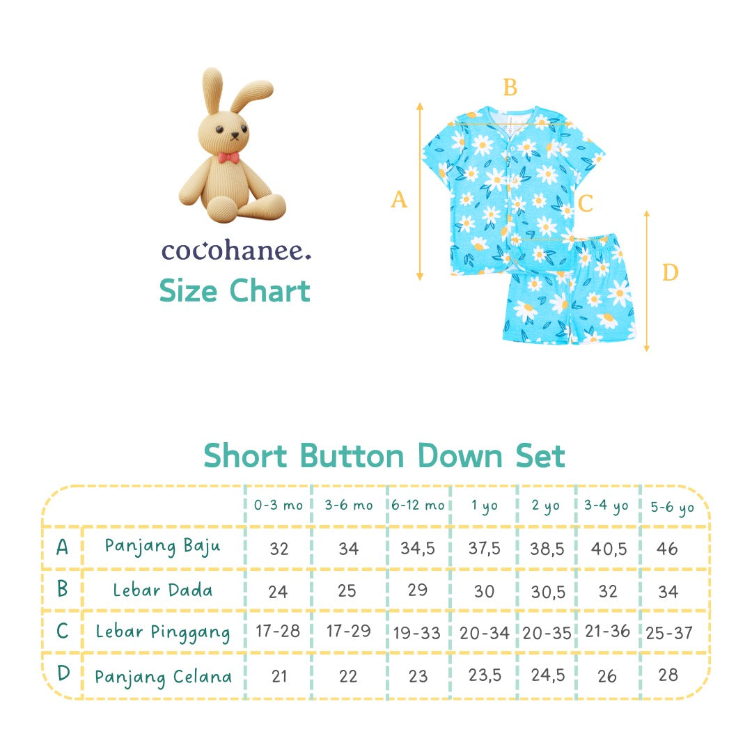 Cocohanee - Shark Anchor Button Down Short Pajamas - Piyama Bayi dan Anak dengan Kancing Depan