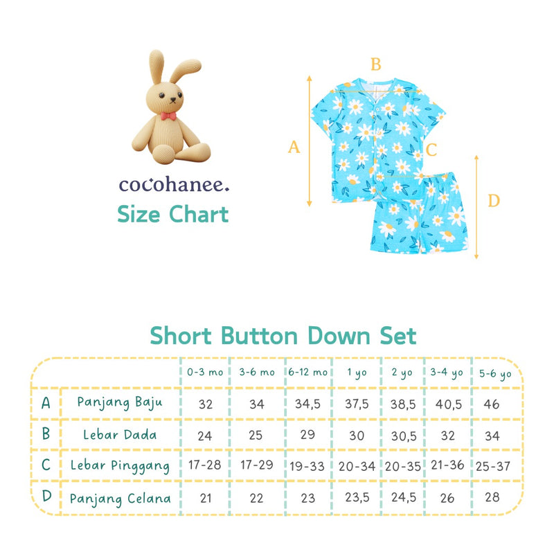 Cocohanee - Shark Anchor Button Down Short Pajamas - Piyama Bayi dan Anak dengan Kancing Depan