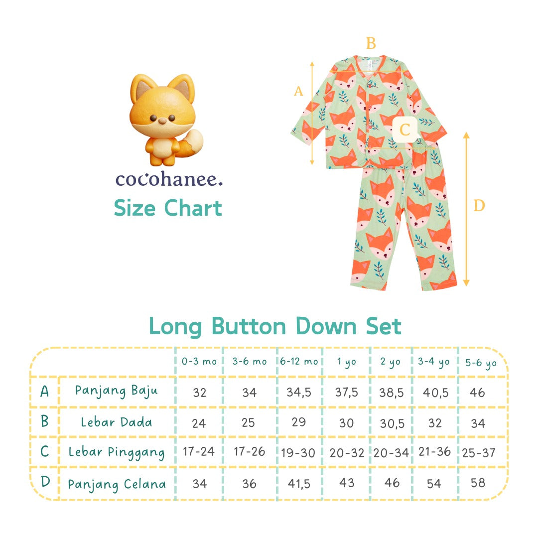 Cocohanee - Shark Anchor Button Down Long Pajamas - Piyama Bayi dan Anak dengan Kancing Depan