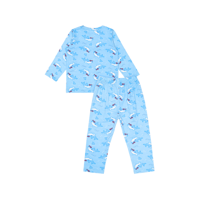 Cocohanee - Shark Wave Long Pajamas - Piyama Tidur Anak