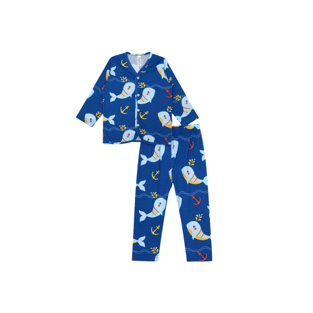 Shark Anchor - Baby Long Button Down Pajamas - Piyama Bayi Motif Kancing Depan