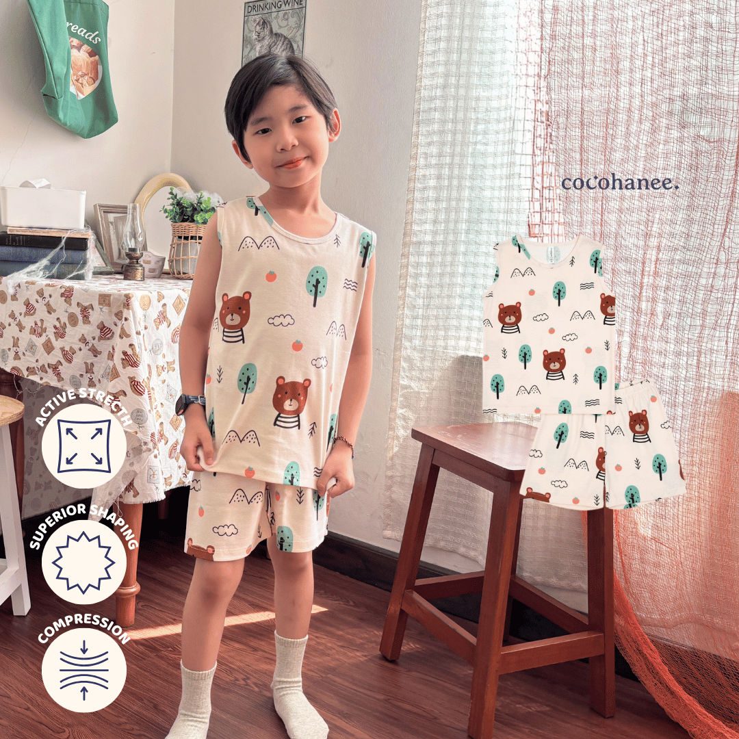 Bears - Sleeveless Pajamas - Setelan Anak Tanpa Lengan