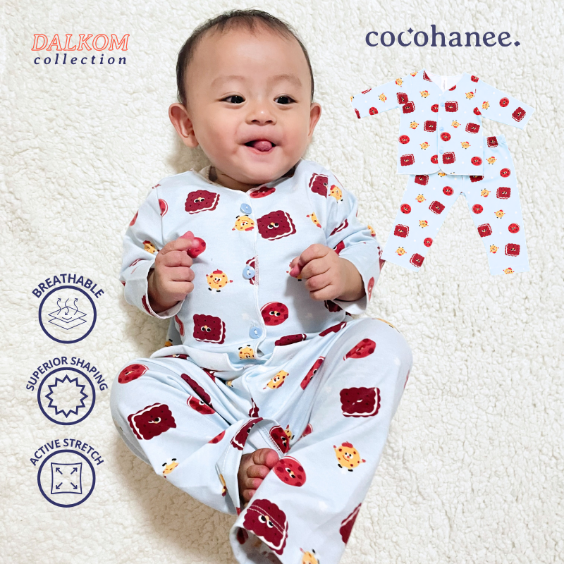 Mr. Wafer - Baby Long Button Down Pajamas - Piyama Bayi Motif
