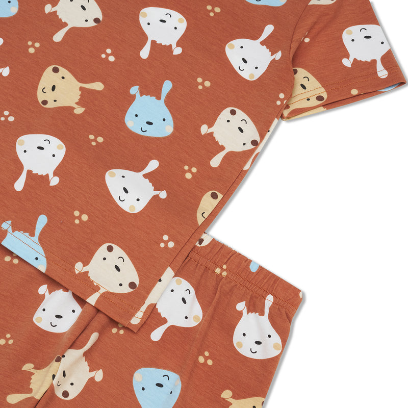 Cocohanee - Brown Puppies Short Pajamas - Piyama Tidur Anak
