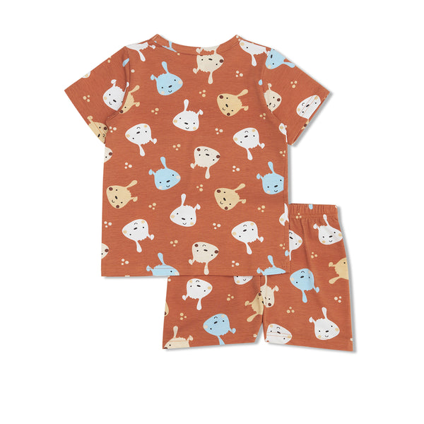 Cocohanee - Brown Puppies Short Pajamas - Piyama Tidur Anak
