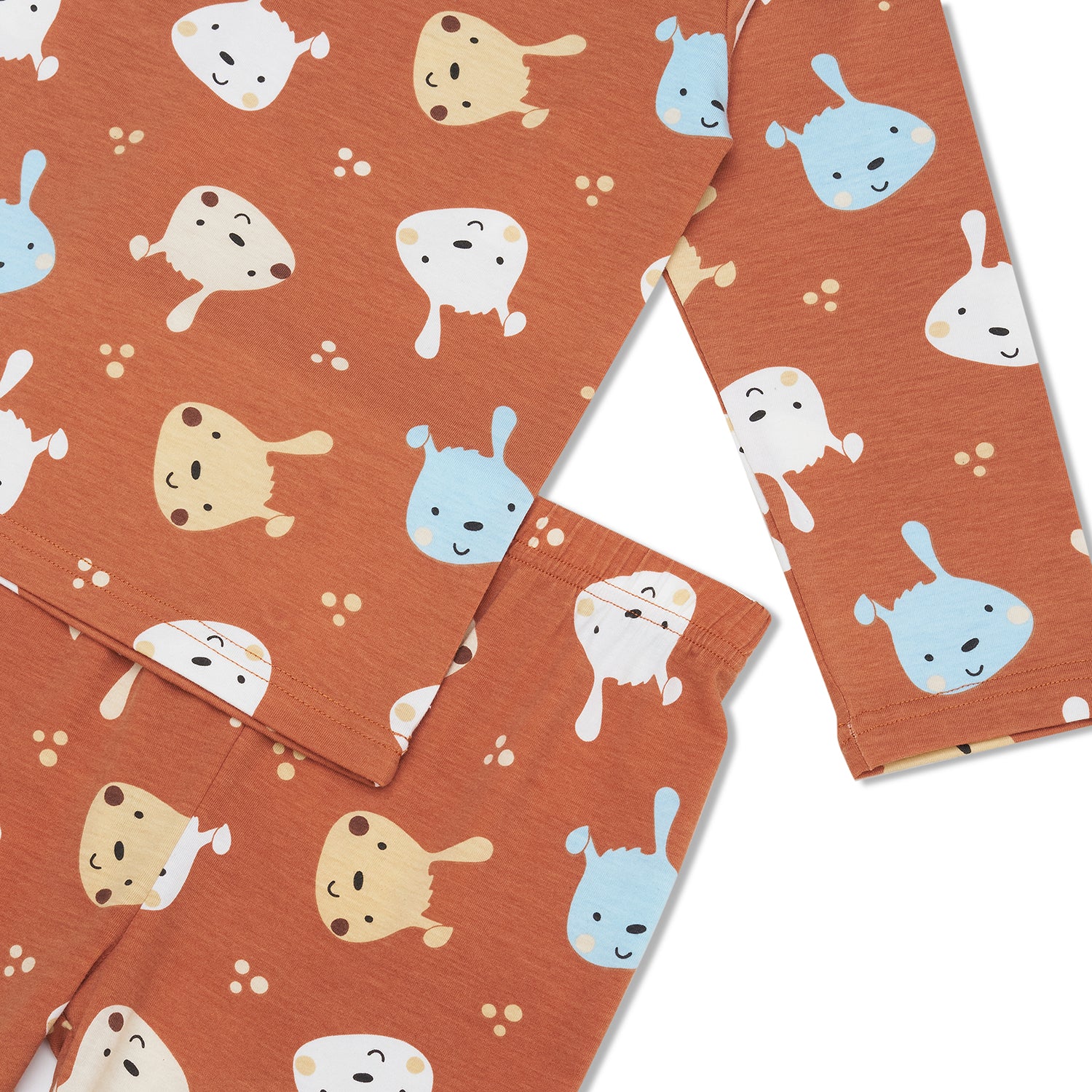 Cocohanee - Brown Puppies Long Pajamas - Piyama Tidur Anak