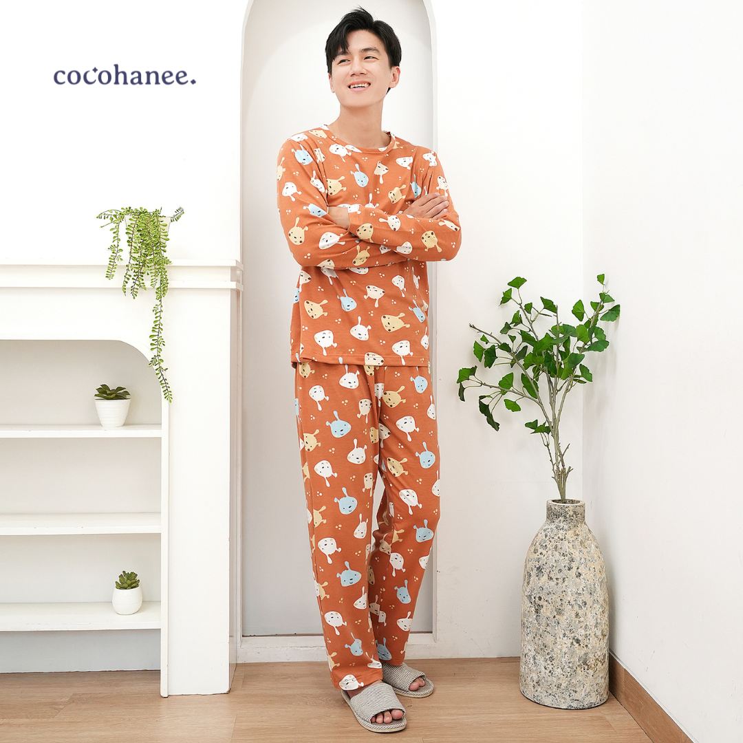 Cocohanee - Brown Puppies Adult Long Pajamas - Piyama Tidur Dewasa