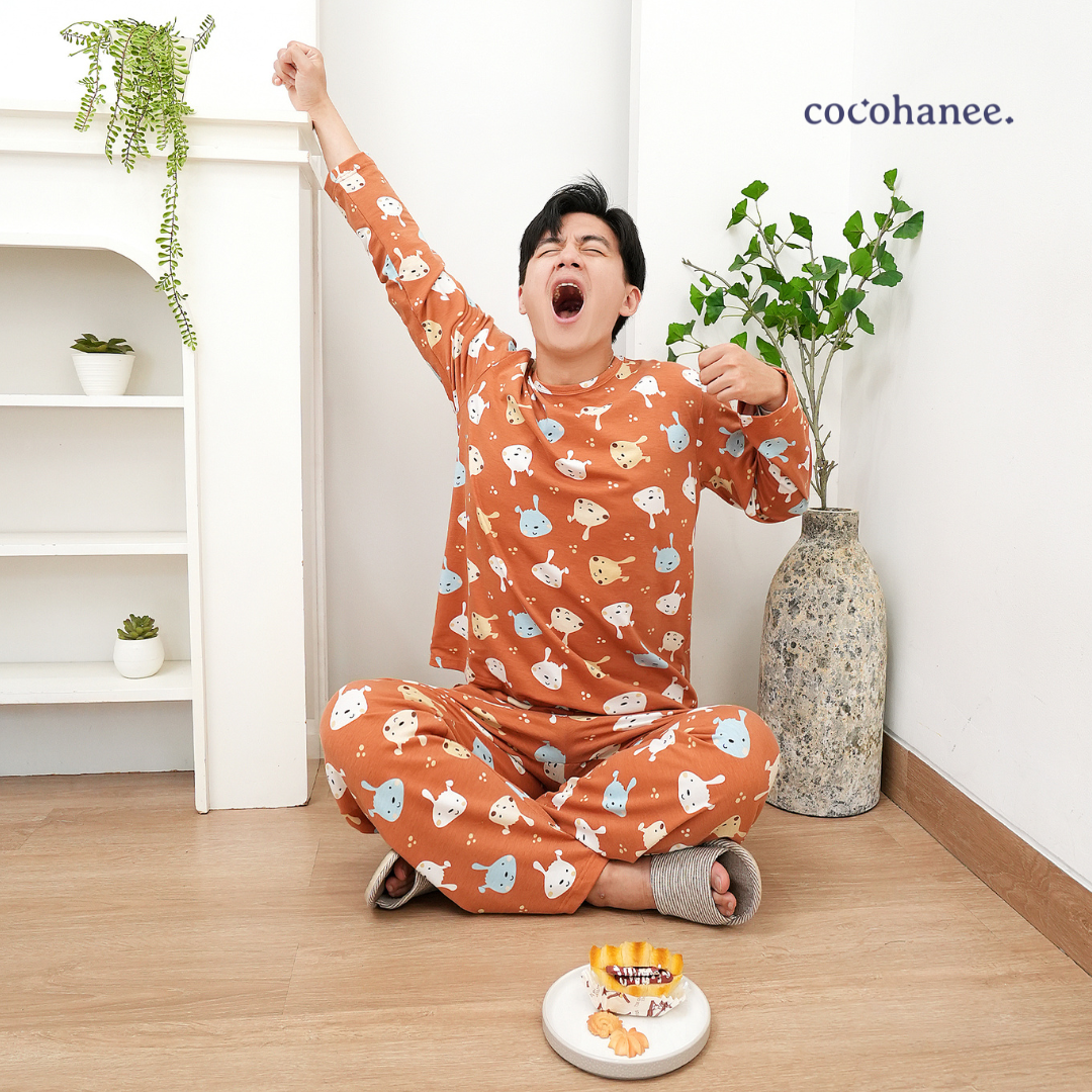 Cocohanee - Brown Puppies Adult Long Pajamas - Piyama Tidur Dewasa