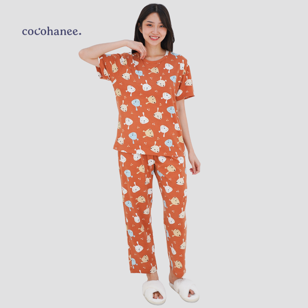 Cocohanee - Brown Puppies Adult Cozy Pajamas - Piyama Tidur Dewasa
