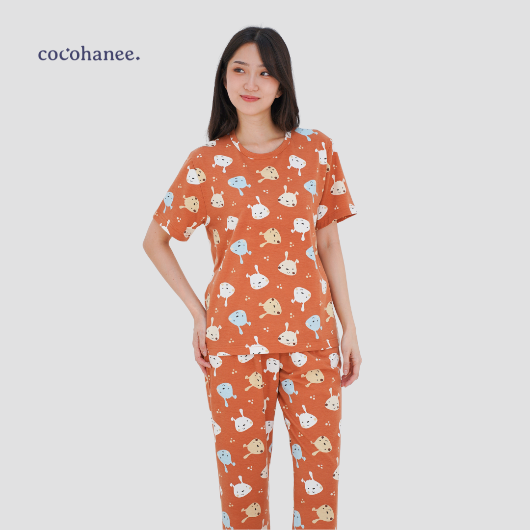 Cocohanee - Brown Puppies Adult Cozy Pajamas - Piyama Tidur Dewasa